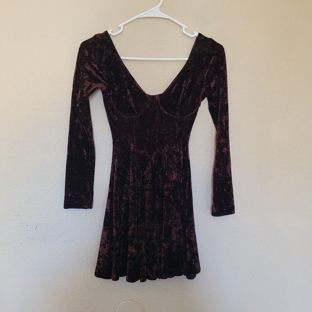 Contempo Vtg 90s Y2K Sz Small Velvet Fit Flare Mini Dress Whimsigoth Grunge Goth